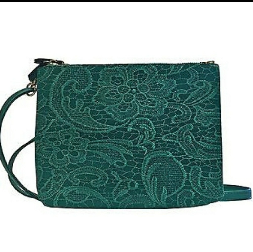 Green Faux Leather Lace Crossbody
